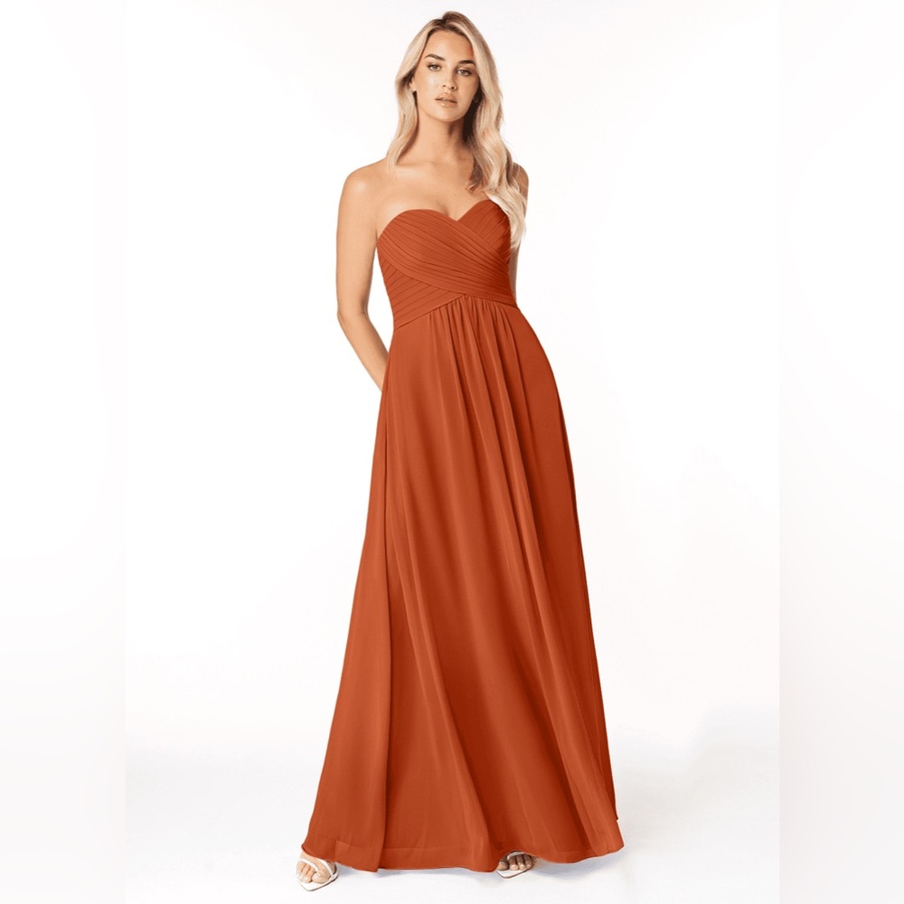 Azazie Strapless burnt orange Prom Dress